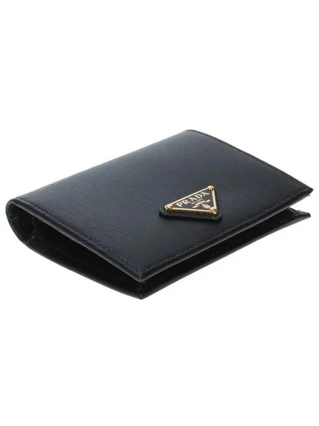 Vitello Triangular Logo Half Wallet Black - PRADA - BALAAN 6