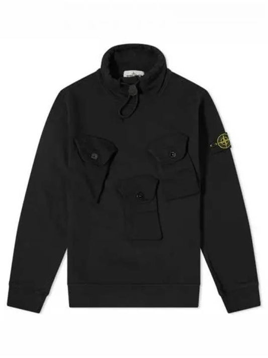 Wappen Patch Multi-Pocket Mock Neck Sweatshirt Black - STONE ISLAND - BALAAN 2