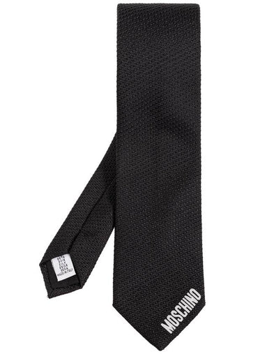 Moschino Silk Tie With Logo, Men's, Black - MOSCHINO - BALAAN 1