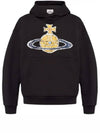 Embroidered Logo Cotton Hoodie Black - VIVIENNE WESTWOOD - BALAAN 2