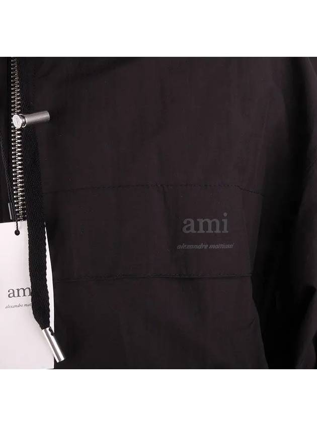 Logo Print Hoodie Windbreaker Black - AMI - BALAAN 5