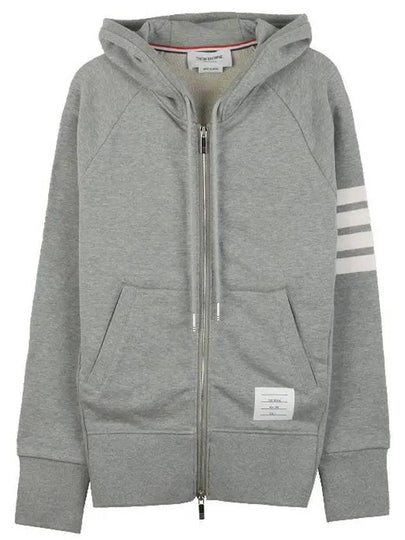 Engineered 4 Bar Diagonal Zip Up Hoodie Light Grey - THOM BROWNE - BALAAN 2