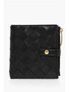 Intrecciato Zipper Half Wallet Black - BOTTEGA VENETA - BALAAN 1