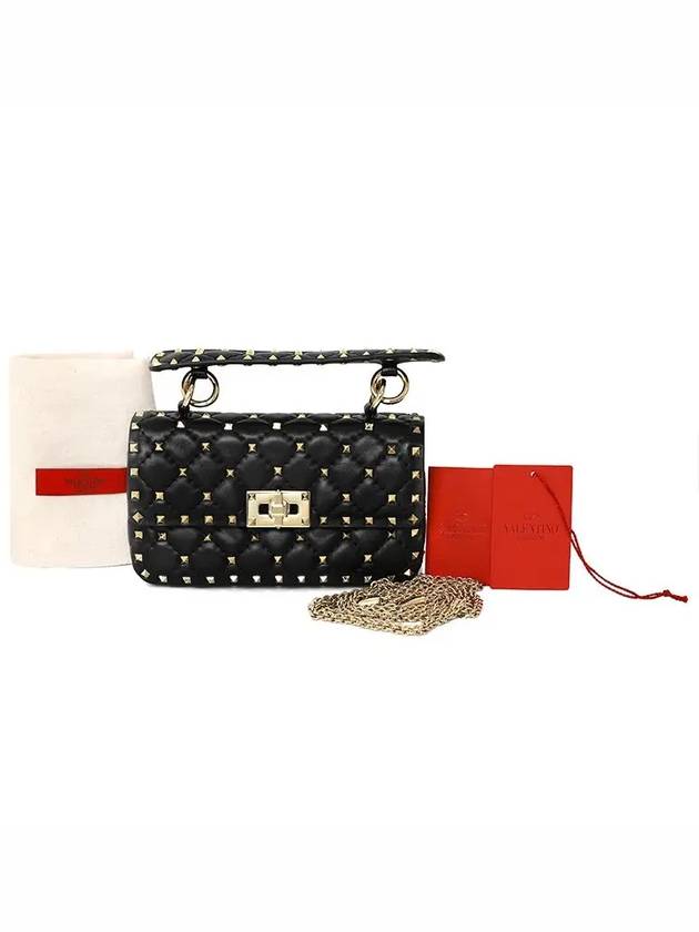 Small Nappa Rockstud Spike Shoulder Bag Black - VALENTINO - BALAAN 4