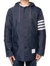 Diagonal Armband Solid Swim Tech Hooded Jacket Navy - THOM BROWNE - BALAAN 3