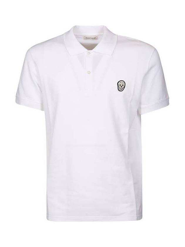 Skull Motif Short Sleeve Polo Shirt White - ALEXANDER MCQUEEN - BALAAN 1