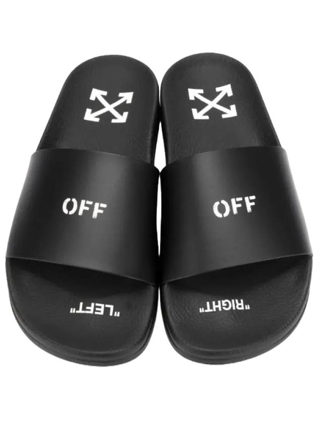 Women's Off-Stamp Logo Print Slippers Black - OFF WHITE - BALAAN 3