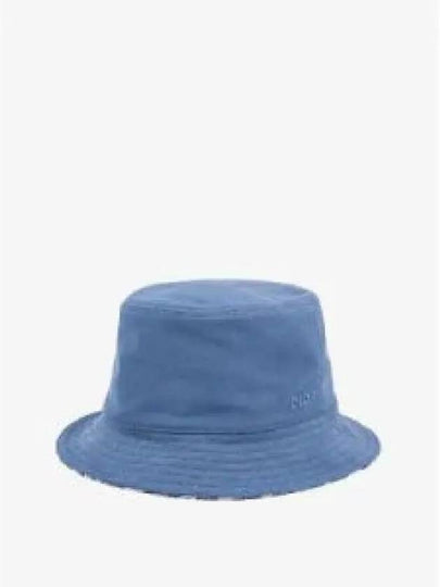 Embroidered Logo Reversible Cotton Bucket Hat Blue - DIOR - BALAAN 2