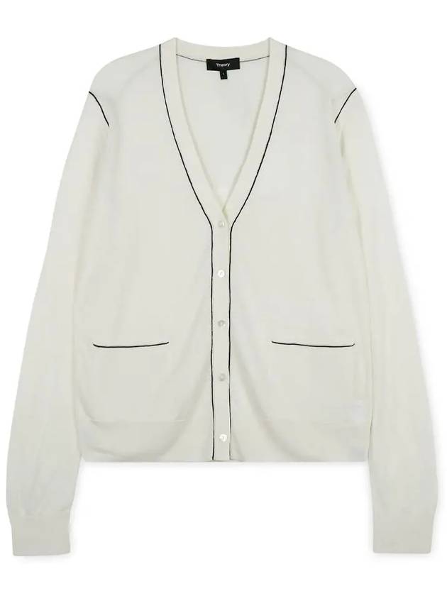 Women's Washable Silk V-Neck Cardigan White - THEORY - BALAAN 4