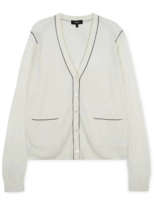 Women's Washable Silk V-Neck Cardigan White - THEORY - BALAAN 2