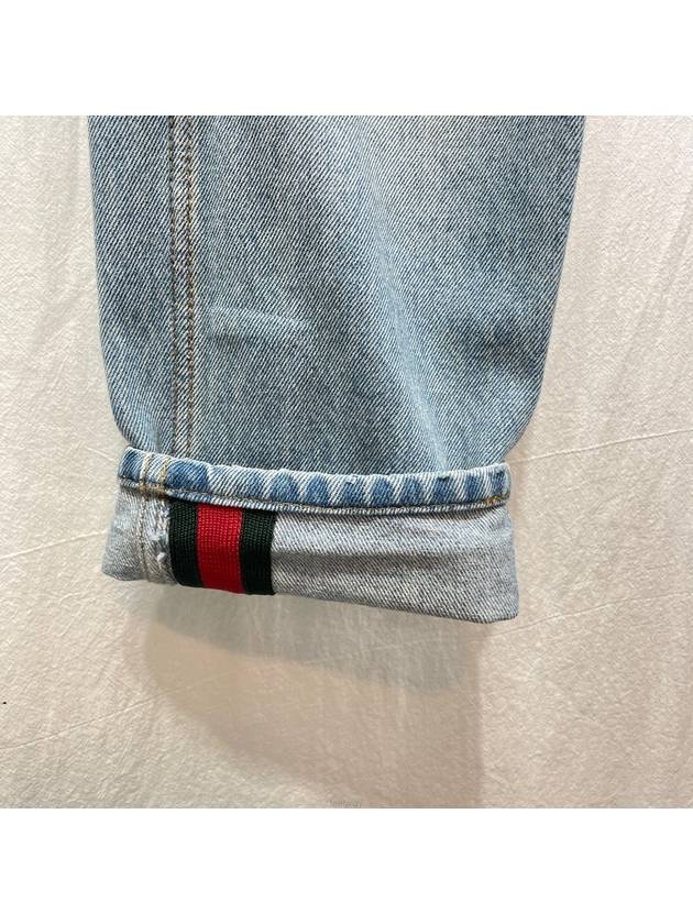 Men s 430368 Web Detail Light Blue Jeans Denim 35 - GUCCI - BALAAN 4