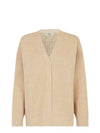 Women's FF Motif V-Neck Cardigan Beige - FENDI - BALAAN 2