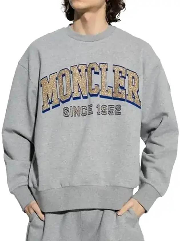 Men's Big Logo Print Overfit Cotton Sweatshirt Grey - MONCLER - BALAAN 3