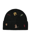 Embroidered detail wool blend beanie black - POLO RALPH LAUREN - BALAAN 1