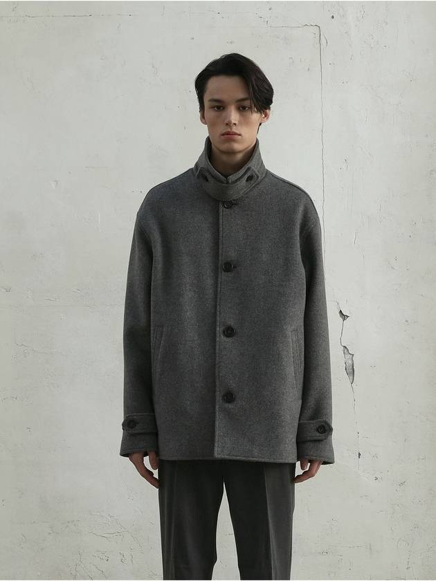 Men's Wool Single Half Coat Melange Gray - FILLCHIC - BALAAN 1