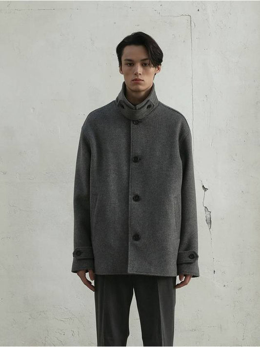 Men's Wool Single Half Coat Melange Gray - FILLCHIC - BALAAN 2