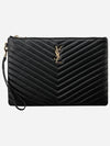 Gold Monogram Matelasse Clutch Bag Black - SAINT LAURENT - BALAAN 2