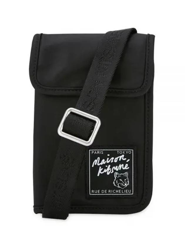 Men s Logo Patch Black Cross Bag MM05362WQ1001 BK 1156106 - MAISON KITSUNE - BALAAN 1