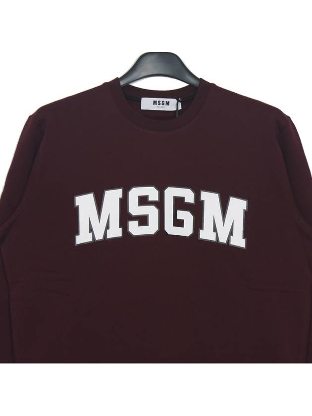 Logo Print Crew Neck Cotton Sweatshirt Wine - MSGM - BALAAN 4