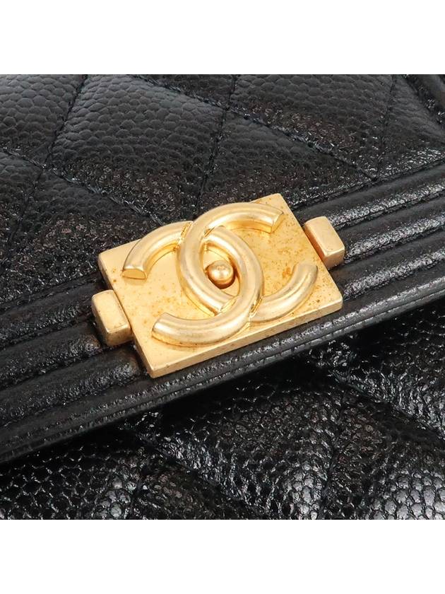 Boy Gold Logo Chain Caviar Card Wallet Black - CHANEL - BALAAN 6