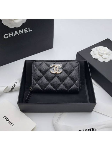 Caviar CC logo zipper card holder classic black AP3977 - CHANEL - BALAAN 1