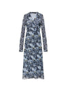 Women's Flower Wrap Long One Piece Blue - GANNI - BALAAN.