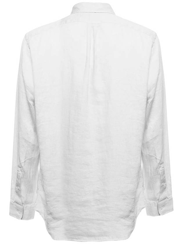 Embroidered Pony Linen Long Sleeve Shirt White - POLO RALPH LAUREN - BALAAN 3