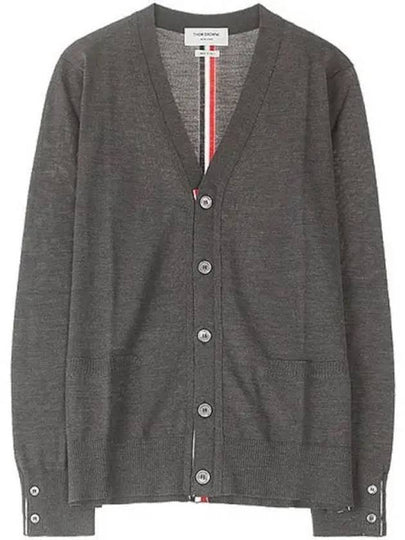 Men's Classic Three-Stripe Backstripe Wool Cardigan Dark Grey - THOM BROWNE - BALAAN 2