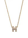 Mini Pop H Pendant Necklace Gold Marron Glace - HERMES - BALAAN 2