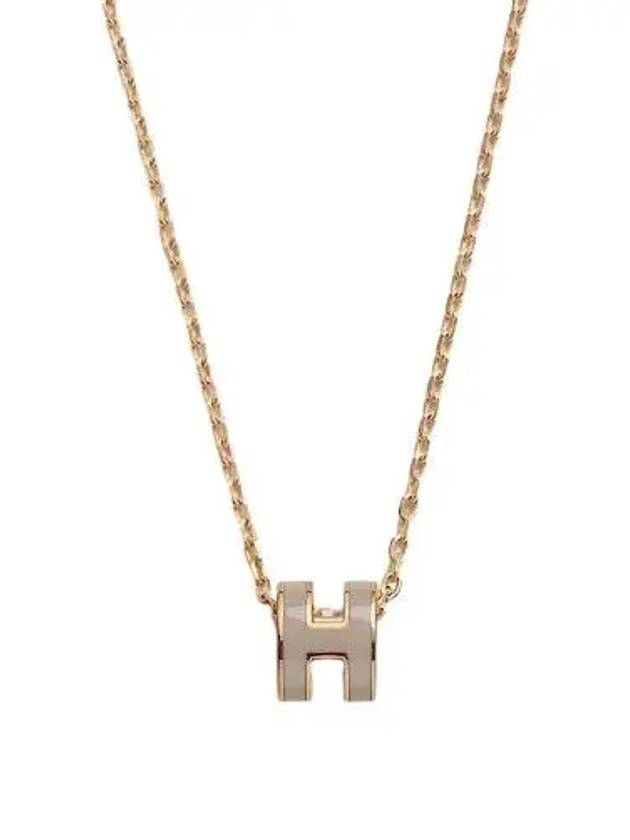 Mini Pop H Pendant Necklace Gold Marron Glace - HERMES - BALAAN 2