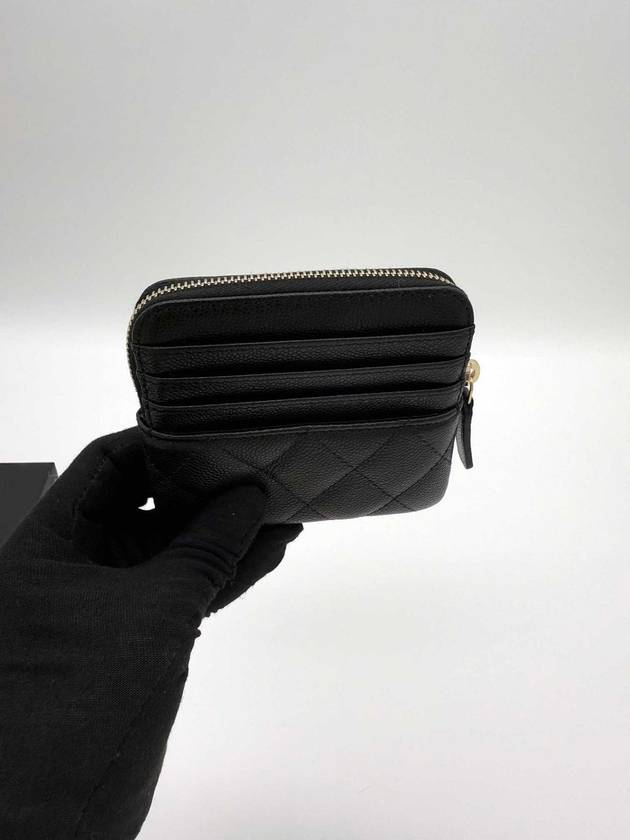 Gold Zipper Classic Grained Calfskin Card Holder Black - CHANEL - BALAAN 4