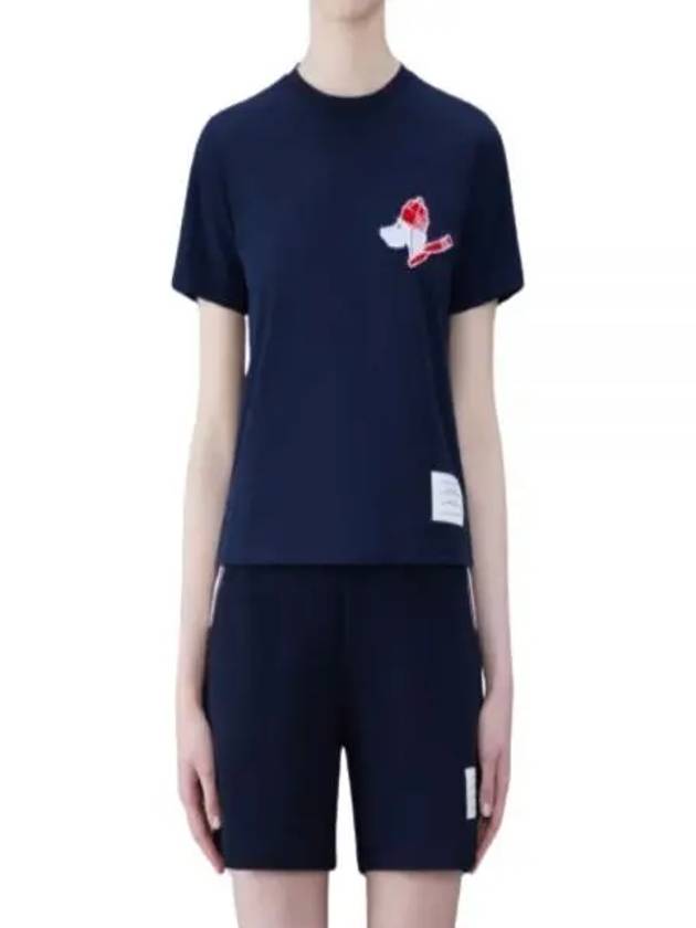 Festive Jersey Button Hector Short Sleeve T Shirt Navy - THOM BROWNE - BALAAN 2