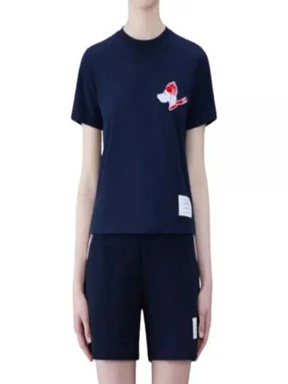 Festive Jersey Button Hector Short Sleeve T Shirt Navy - THOM BROWNE - BALAAN 2