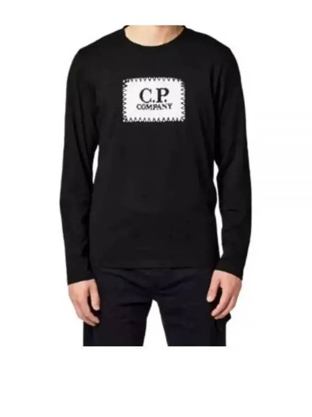 Logo Printed Cotton Long Sleeve T-Shirt Black - CP COMPANY - BALAAN 3