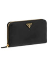 Saffiano Triangle Logo Long Wallet Black - PRADA - BALAAN 3