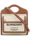 Mini Two-Tone Canvas And Leather Pocket Bag Natural Malt Brown - BURBERRY - BALAAN 2