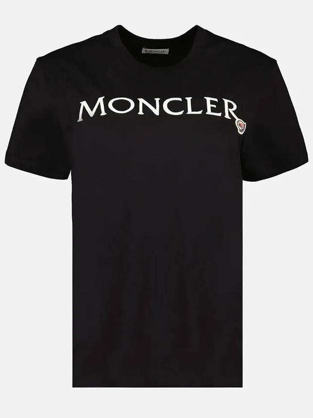 Embroidered Logo Cotton Short Sleeve T-Shirt Black - MONCLER - BALAAN 2