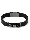 Monogram Leather Bracelet Black - SAINT LAURENT - BALAAN 3