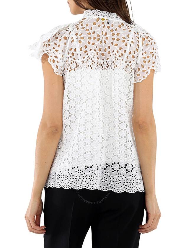 Polo Ralph Lauren White Broderie Anglaise Blouse, Size Medium - POLO RALPH LAUREN - BALAAN 3