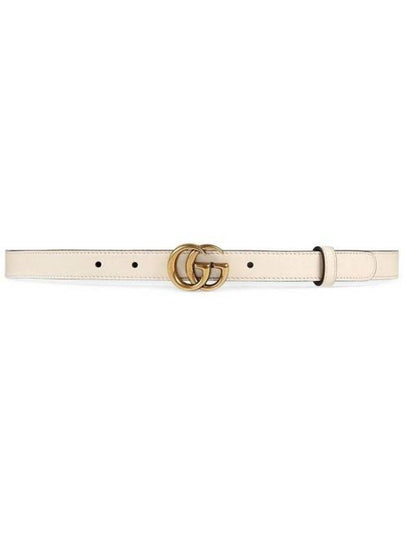 GG Marmont Double Buckle Thin Belt White - GUCCI - BALAAN 2