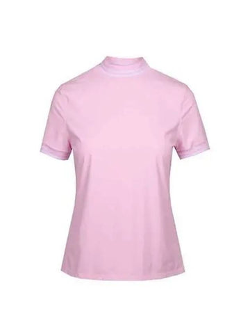 GFORE Women s Feather Wake Mockneck T Shirt Short Sleeve Pink G4LS23K867 - G/FORE - BALAAN 1