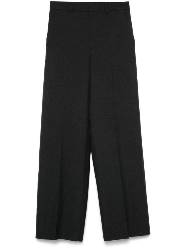 Wool Gabardine Wide Pants Dark Grey - GUCCI - BALAAN 2