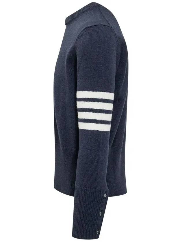 4 Bar Logo Wool Knit Top Navy - THOM BROWNE - BALAAN 5