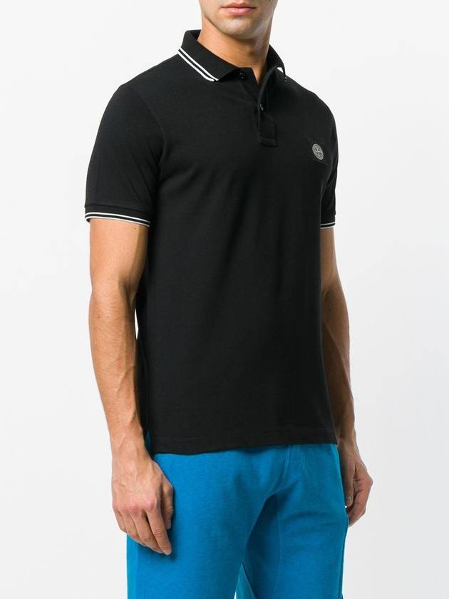 Logo Patch Short Sleeve Polo Shirt Black - STONE ISLAND - BALAAN 3