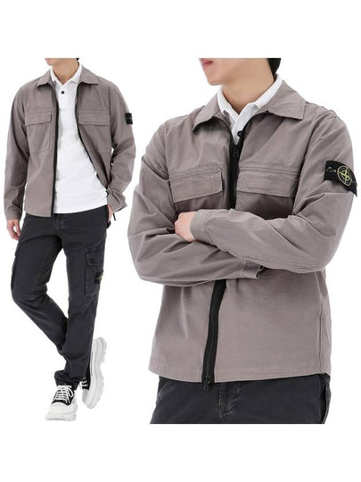 Zipper Regular Fit Cotton Overshirt Jacket Dove Grey - STONE ISLAND - BALAAN 2