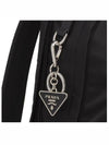 Saffiano Leather Triangle Logo Metal Keychain Black Silver - PRADA - BALAAN 5