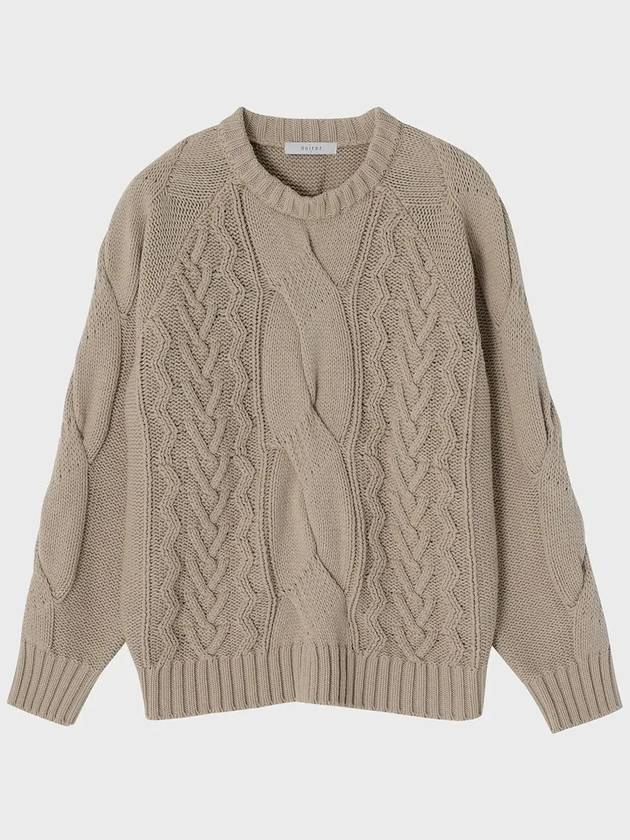 Heavy Multi Cable Knit Top Beige - NOIRER FOR WOMEN - BALAAN 3