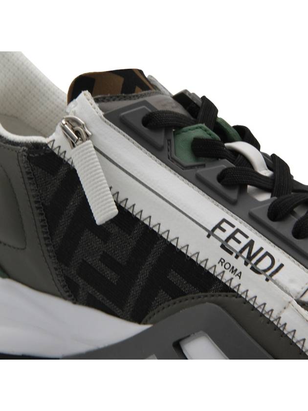 Flow FF Jacquard Leather Running Low Top Sneakers Grey - FENDI - BALAAN 4