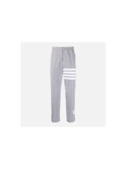 Seersucker Loopback 4 Button Vent Straight Pants Light Grey - THOM BROWNE - BALAAN 2