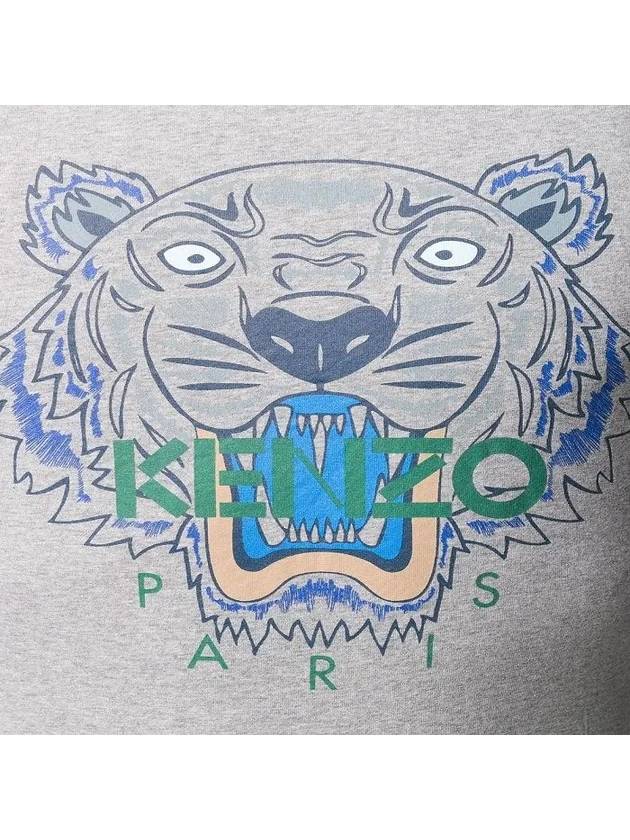 Tiger Embroidered Logo Cotton Short Sleeve T-Shirt Grey - KENZO - BALAAN 6